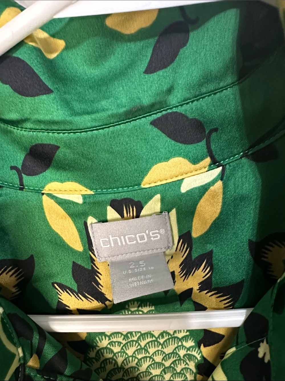 Chico's Green Floral Silk Button-Up Dress - Picture 3 of 6